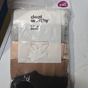 Deal Worthy Briefs Womens 2X Multicolor Neutrals 5 Pack Cotton Soft Underwear